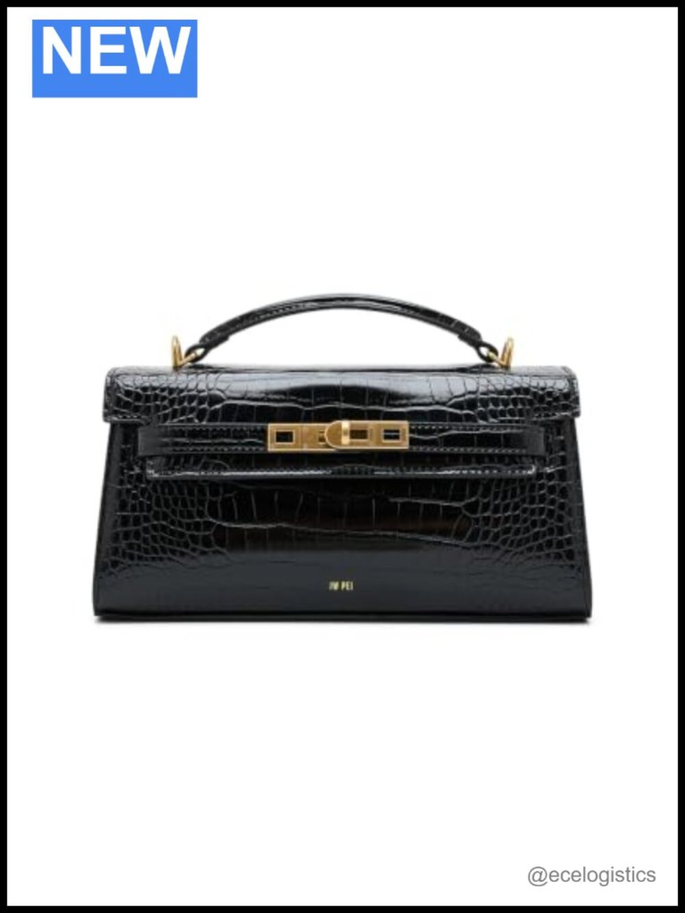 Faux Leather Top Handle Satchel Bag with Gold Accents